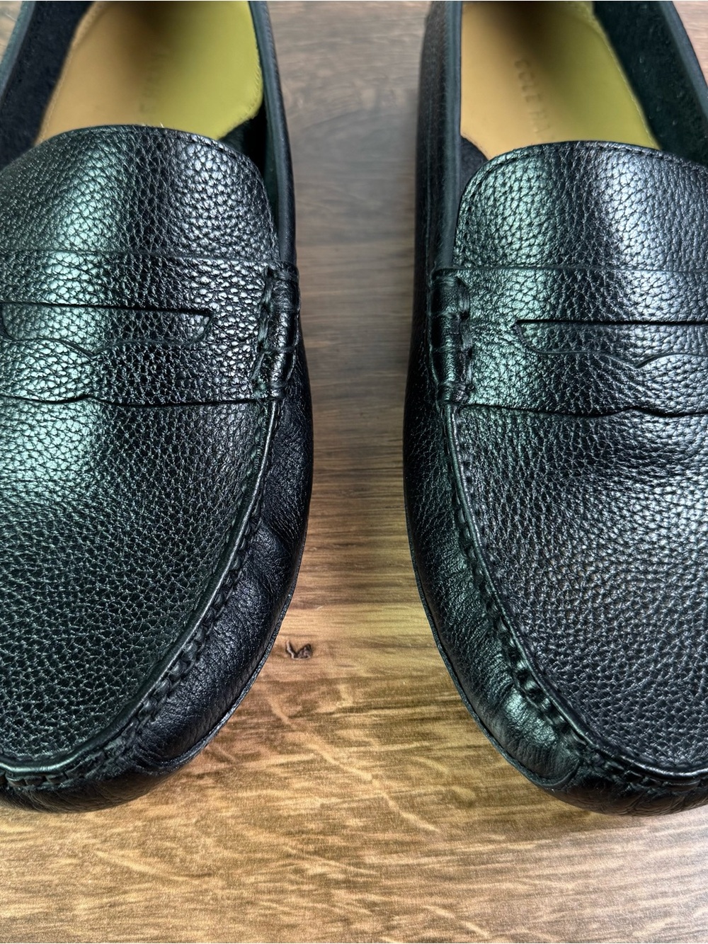 New In Box, Cole Haan Grant Canoe Penny Loafers Black Pebbled Leather 12 W. - Picture 6 of 9